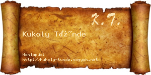 Kukoly Tünde névjegykártya